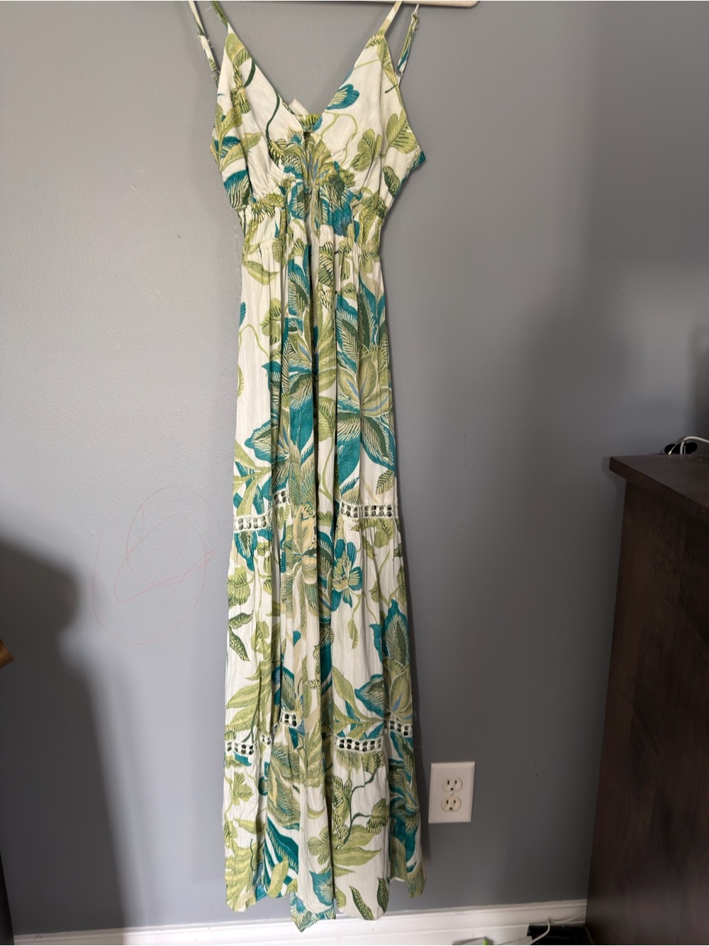 Angie Floral Maxi Dress in Teal & Green Jumpsuit